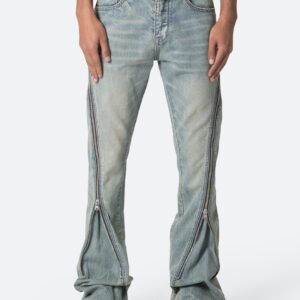 D519 Zipper Flare Denim - Vintage Blue