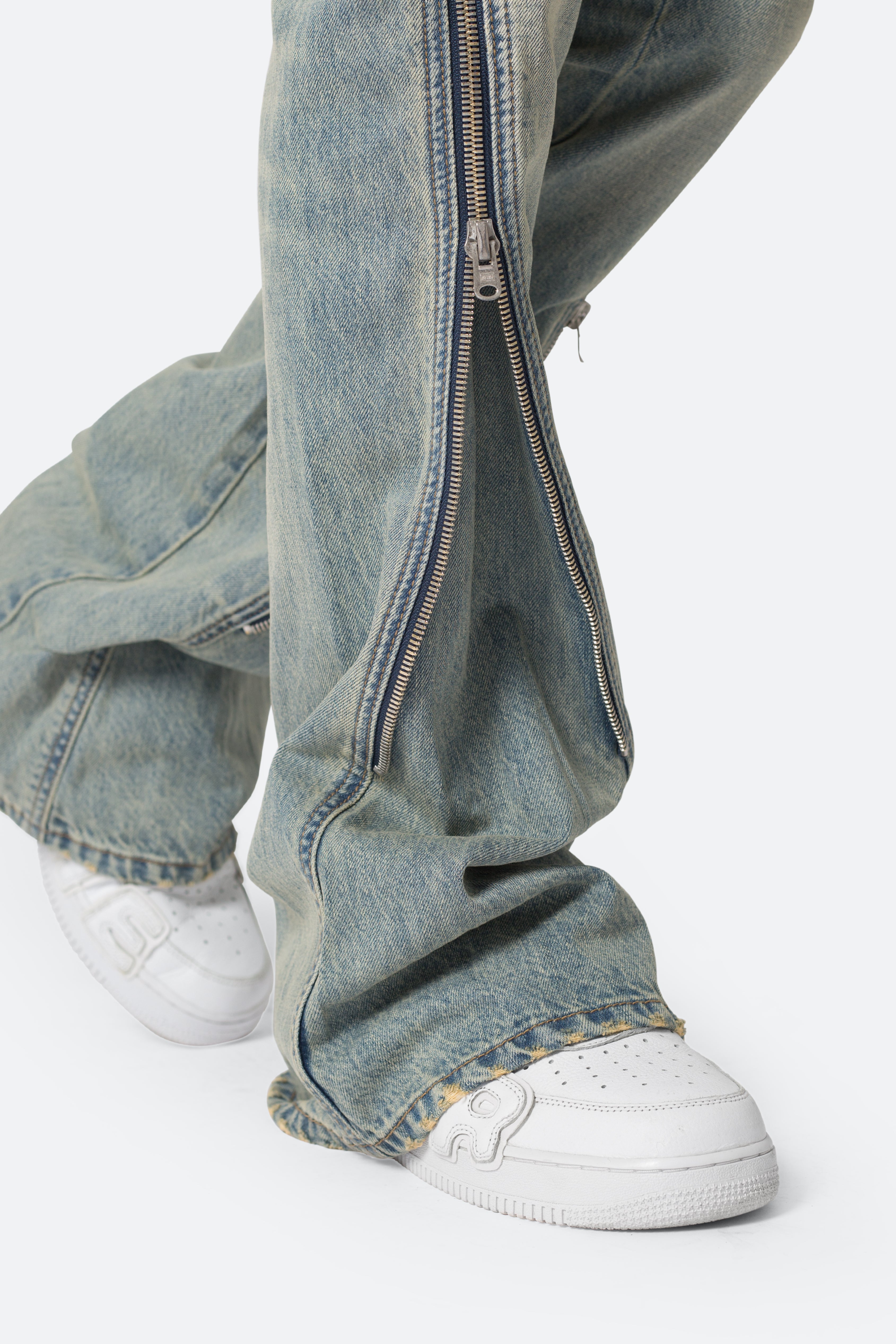 D519 Zipper Flare Denim - Vintage Blue - 图片 8