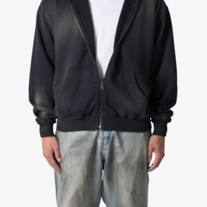 Faded Basic Zip Up Hoodie - Washed Black