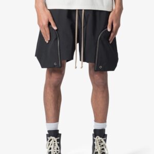 Front Pocket Geo Shorts - Black