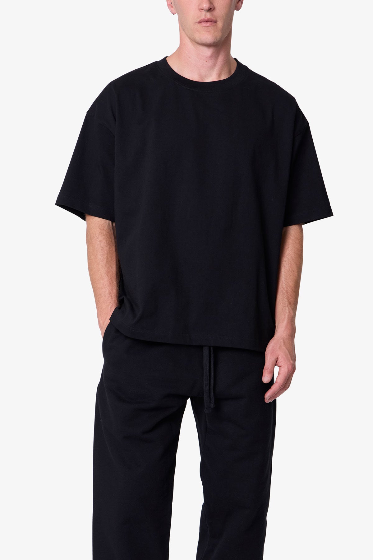 Heavy Basic Boxy Tee - Black - 图片 6