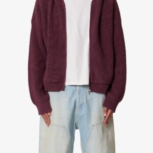 Knit Zip Up - Burgundy