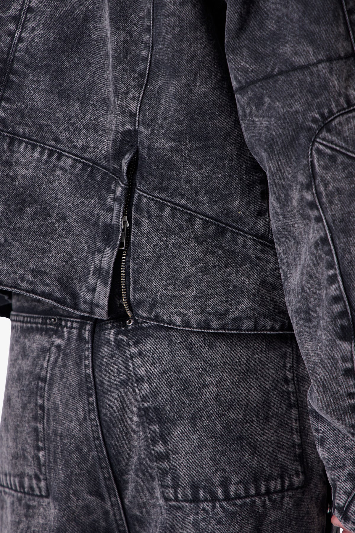 Moto Denim Jacket - Vintage Black - 图片 10