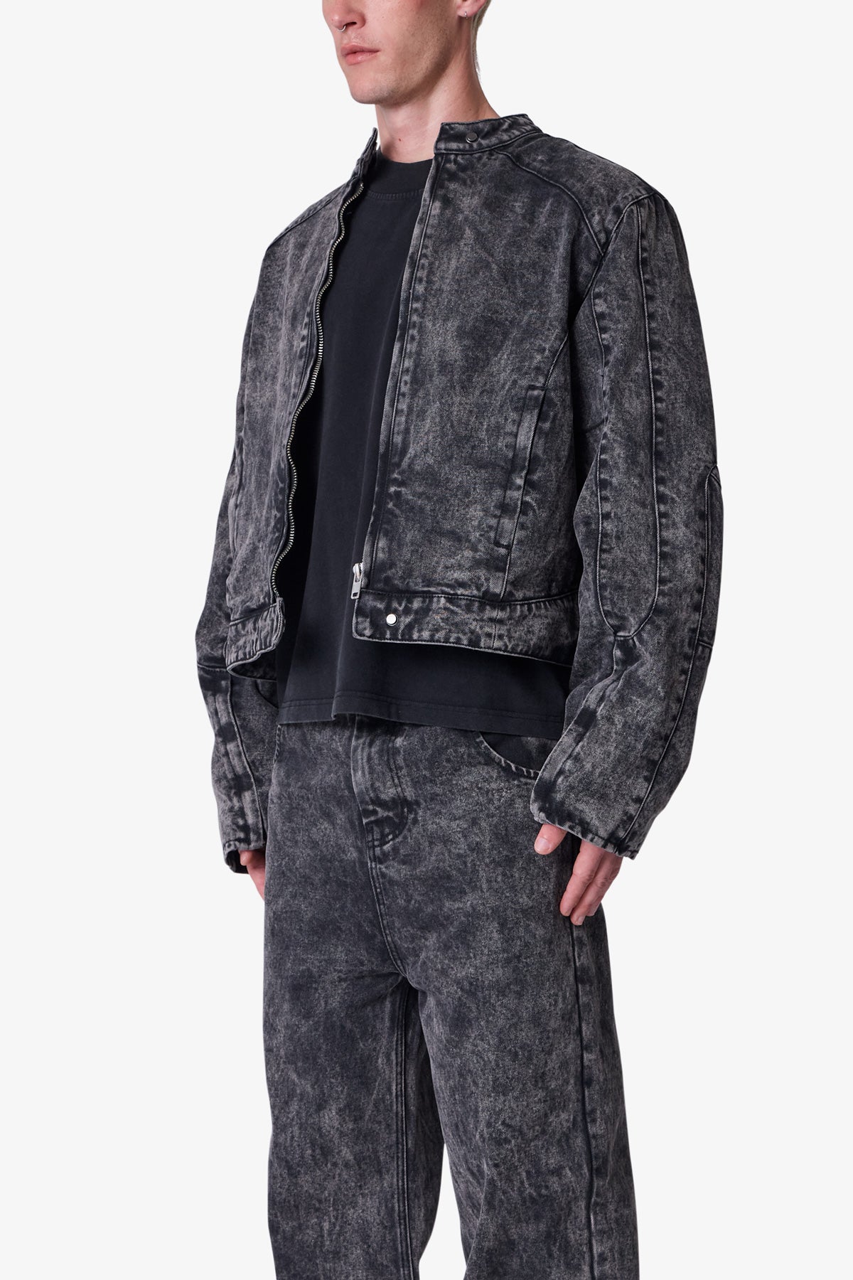 Moto Denim Jacket - Vintage Black - 图片 3