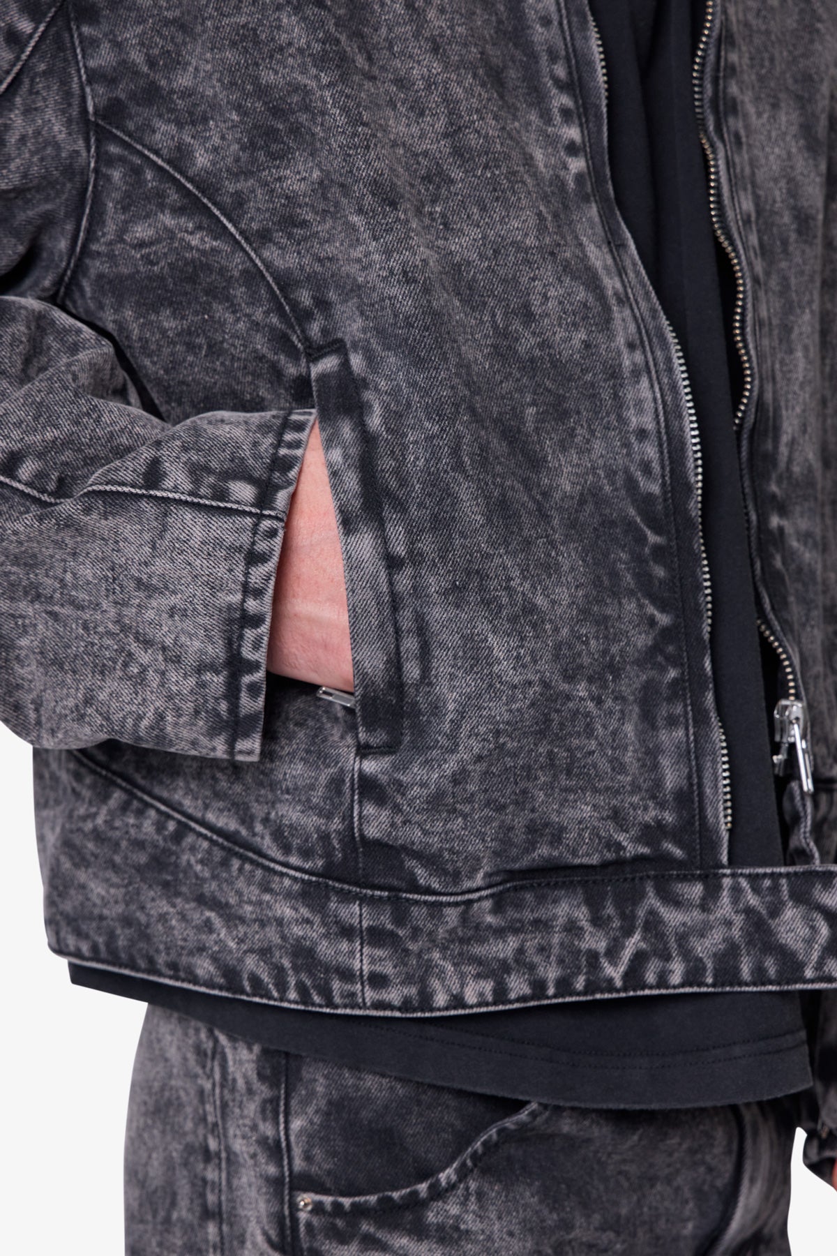 Moto Denim Jacket - Vintage Black - 图片 8