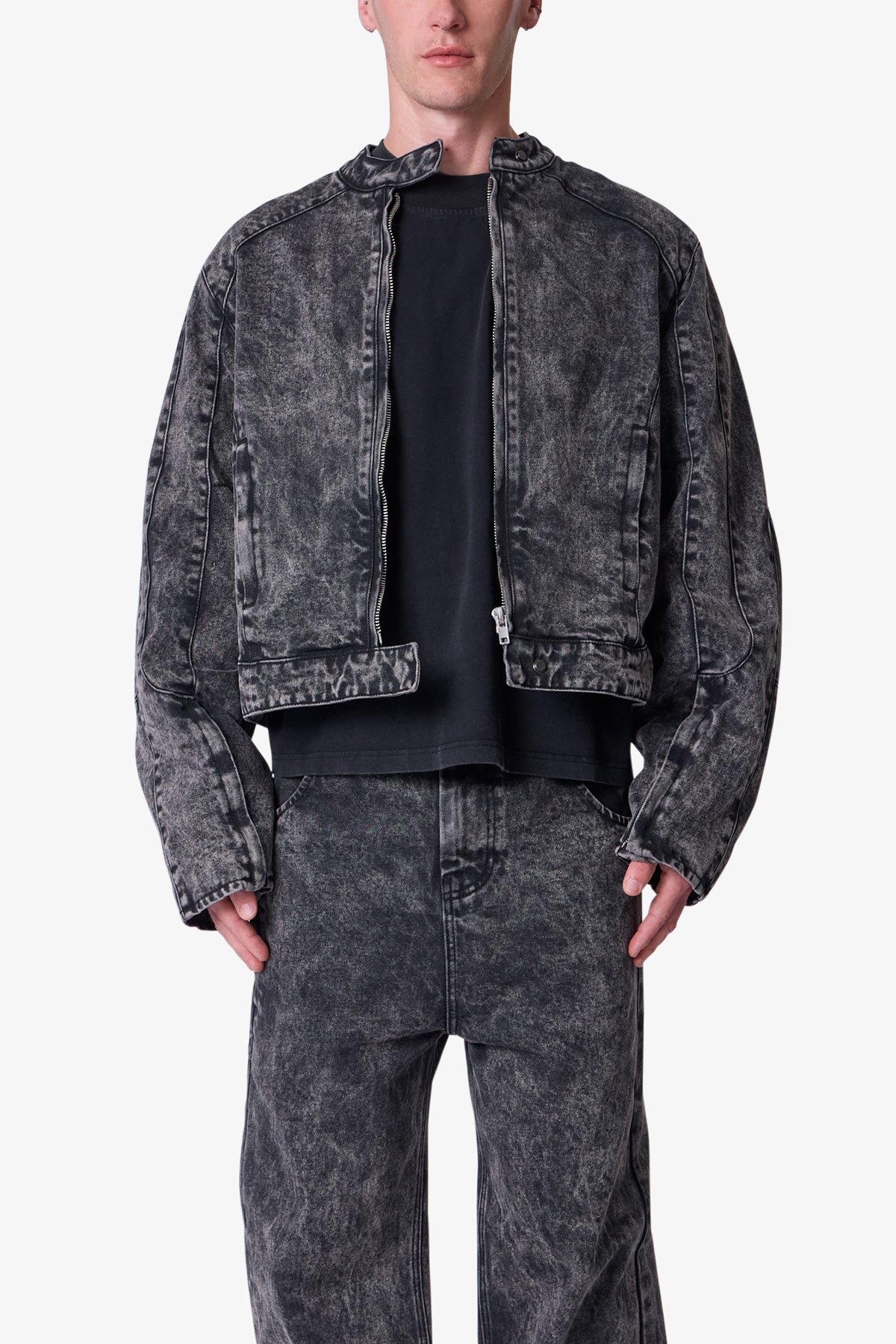 Moto Denim Jacket - Vintage Black