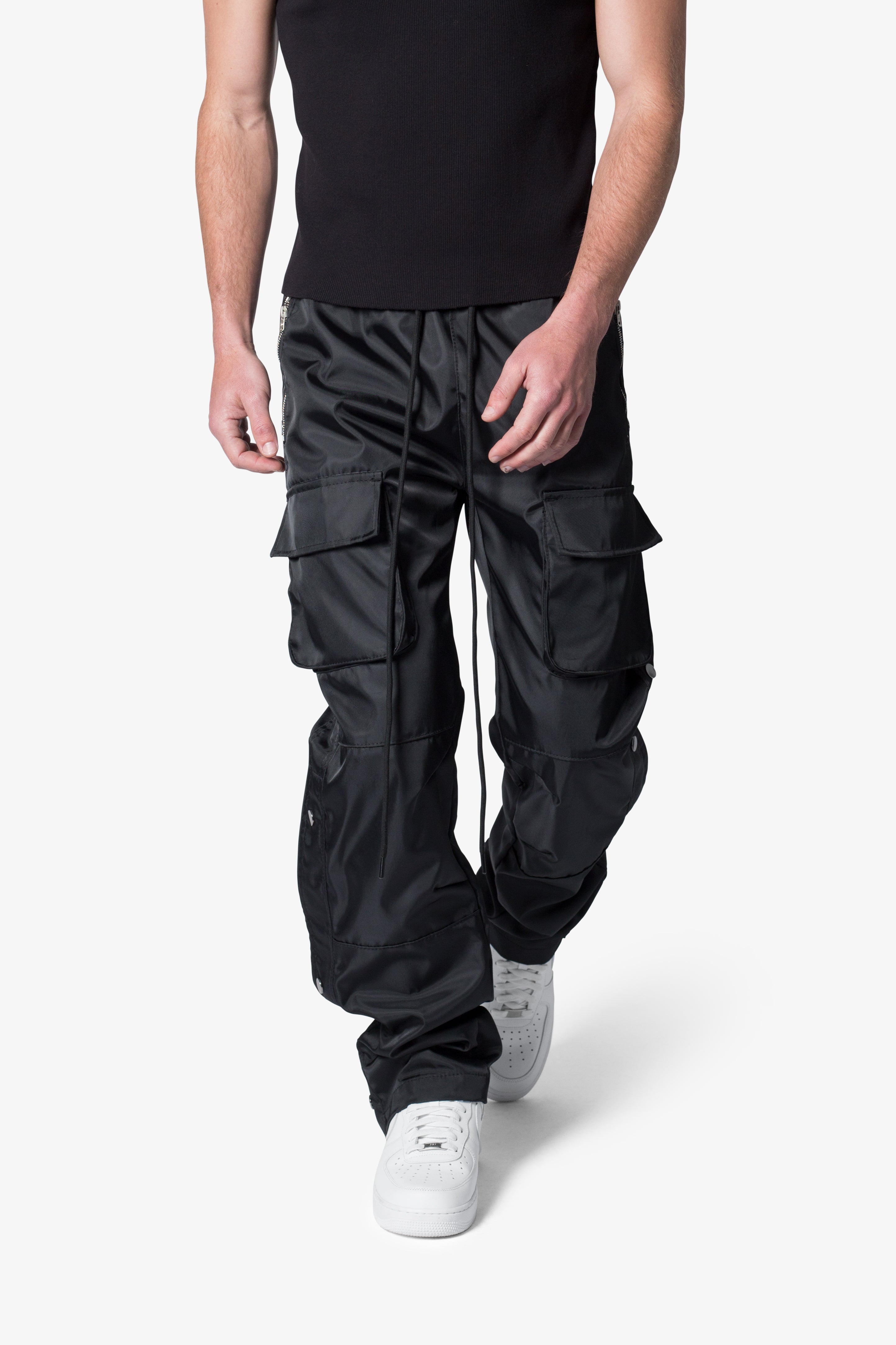 Snap Front Cargo Pants - Black - 图片 2