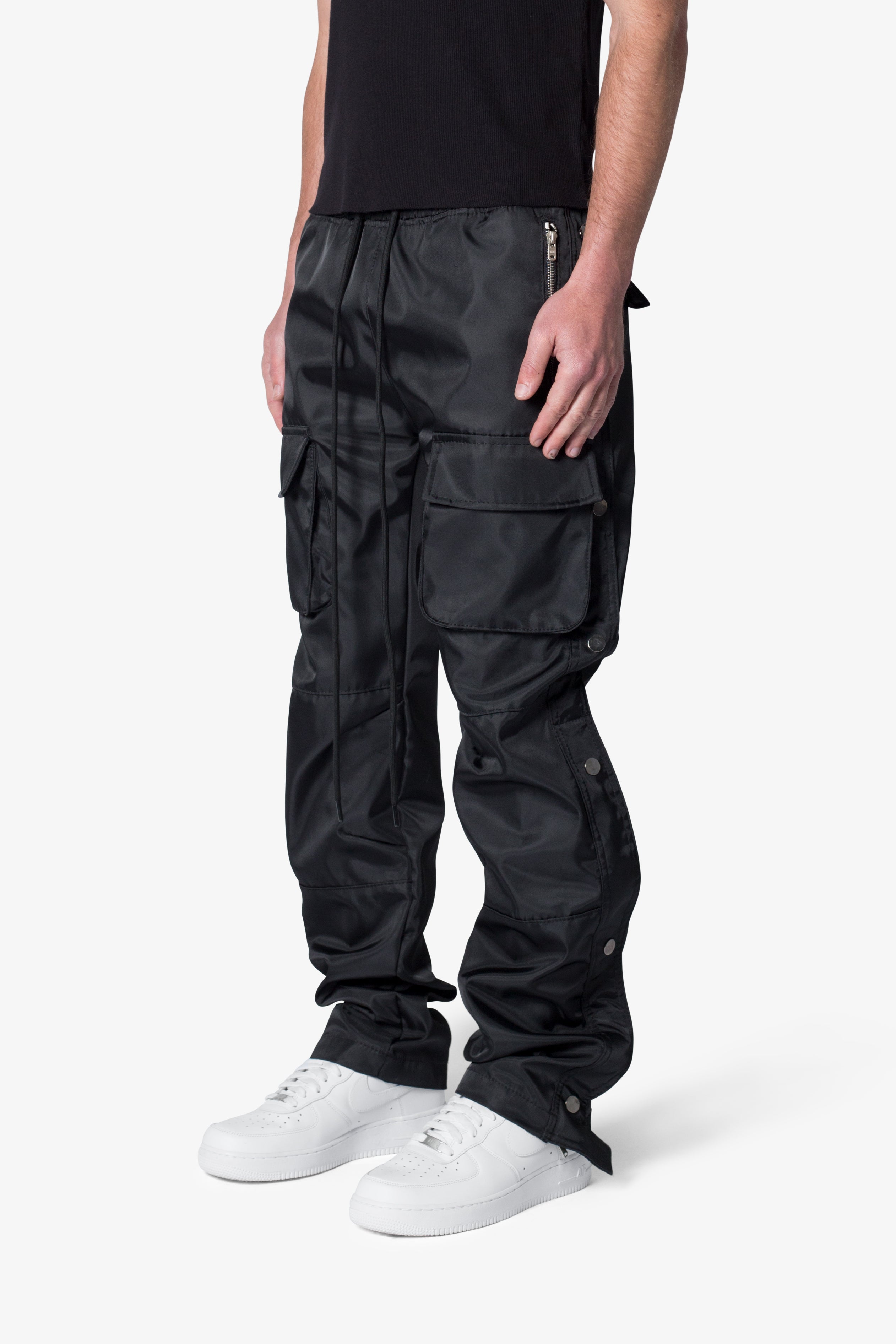 Snap Front Cargo Pants - Black - 图片 3