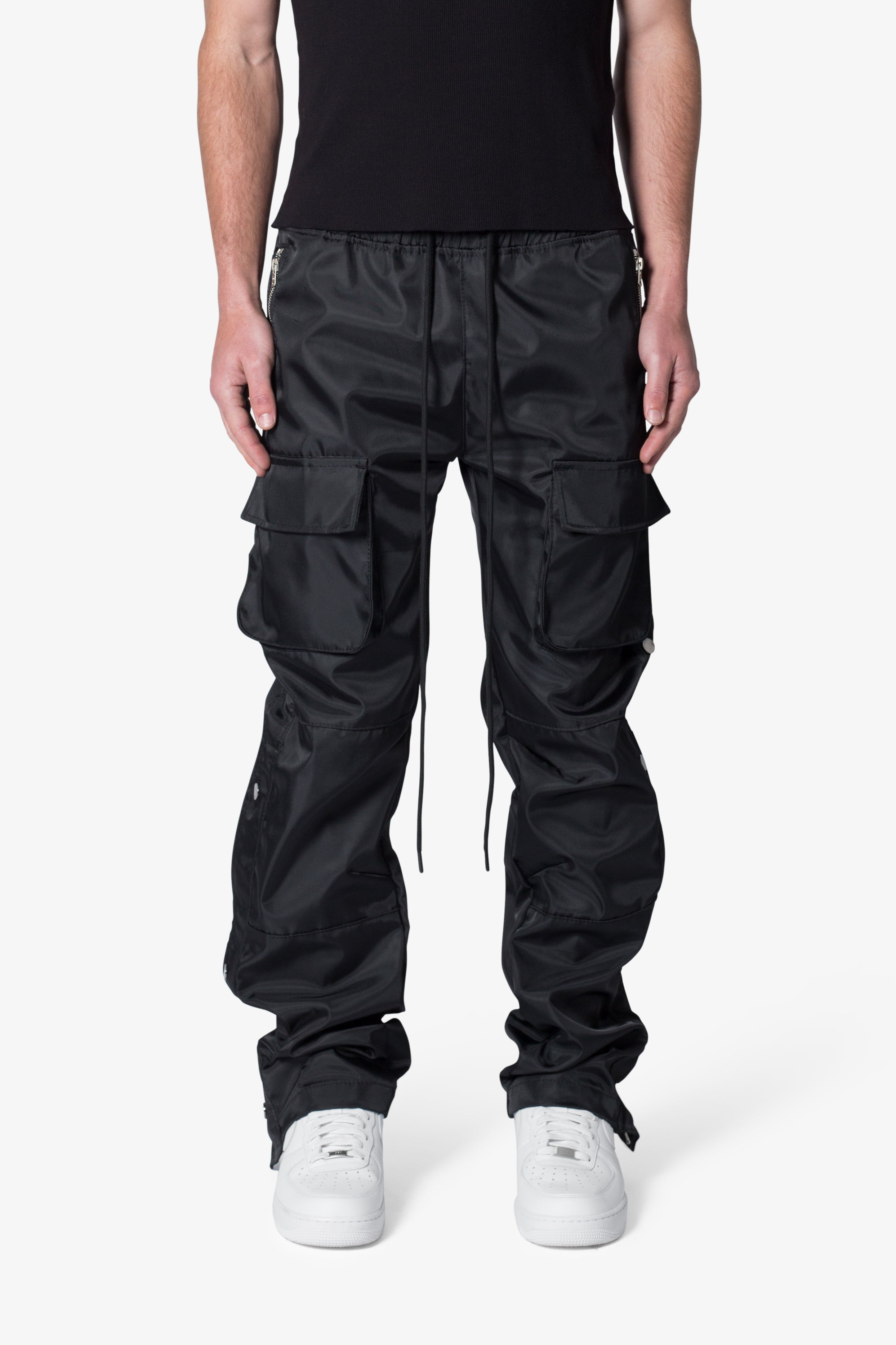 Snap Front Cargo Pants - Black - 图片 4
