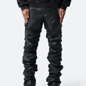 Stacked Leather Pants - Black