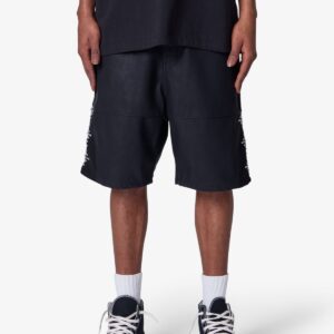 Ultra Baggy Leather Studded Shorts - Black