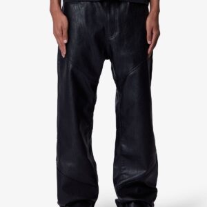 Ultra Baggy Paneled Leather Pants - Black