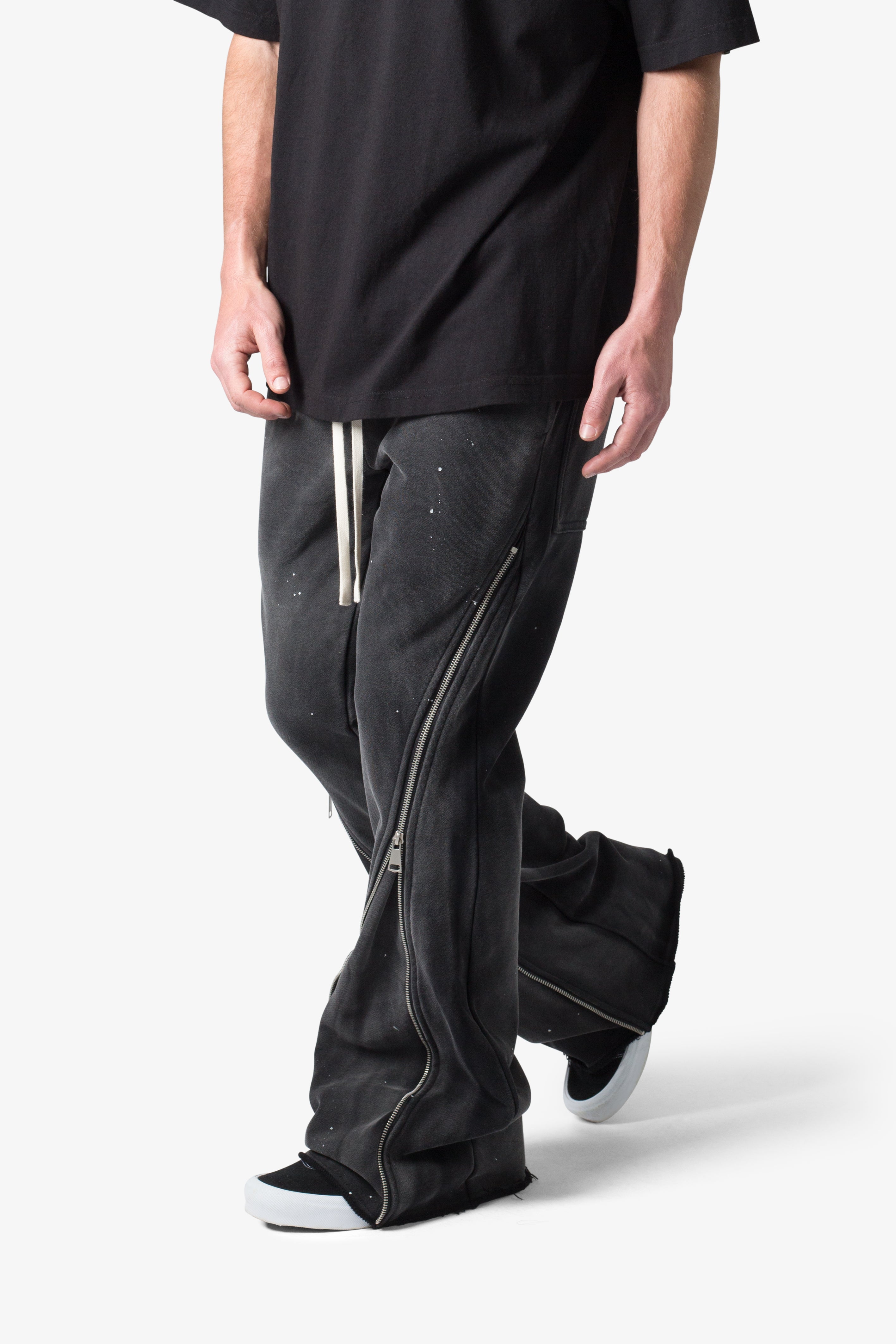 Zipper Flare Sweatpants - Vintage Black - 图片 2