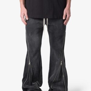 Zipper Flare Sweatpants - Vintage Black
