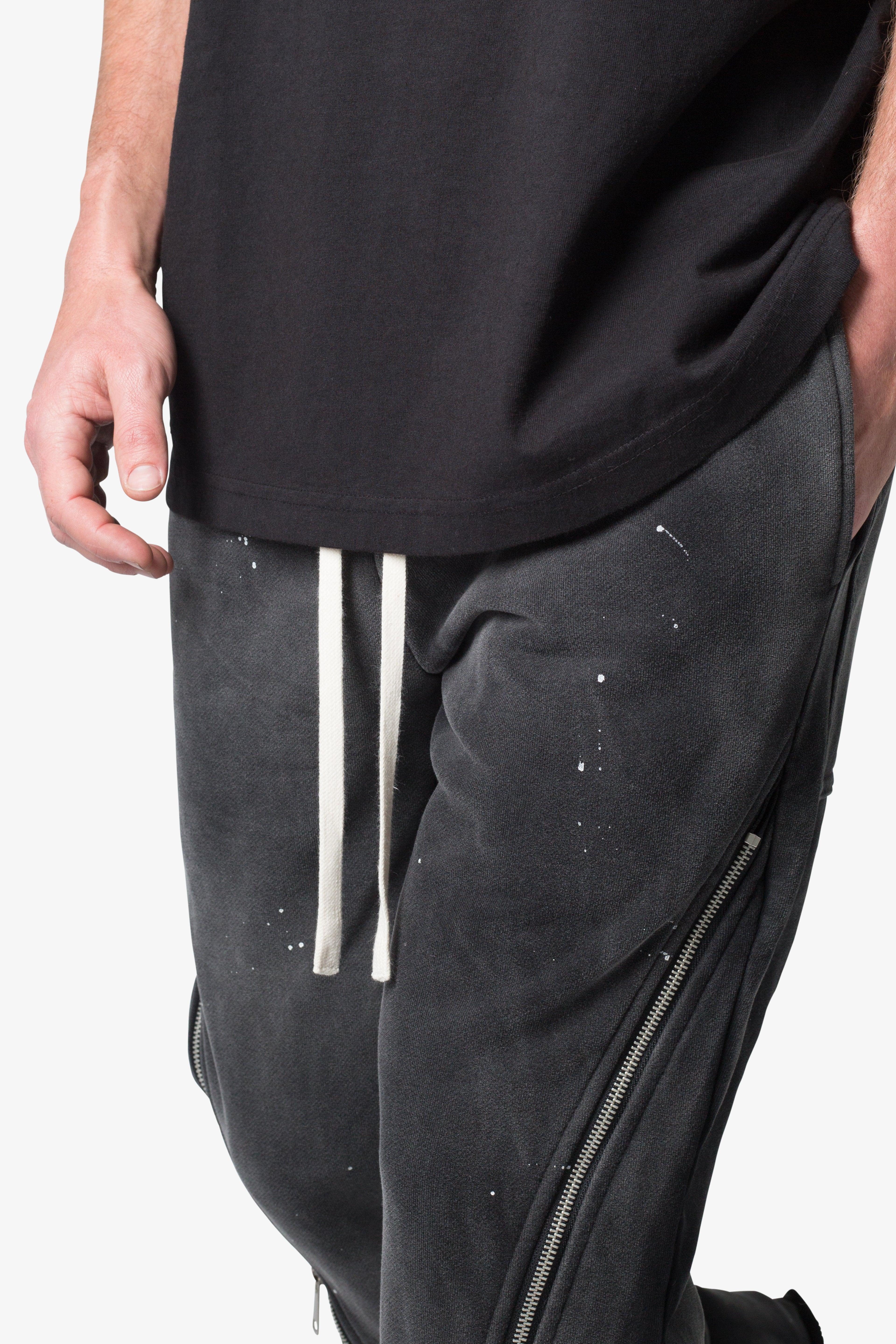 Zipper Flare Sweatpants - Vintage Black - 图片 7